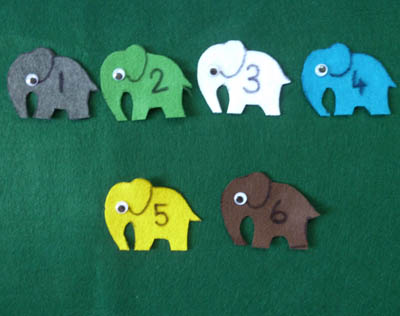 10 Elephants went out to play felt story, rhyme, and activity for preschool