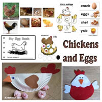 Chickens and eggs activities, games, and crafts for preschool and kindergarten