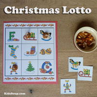 Preschool Kindergarten Christmas Bingo Game printables