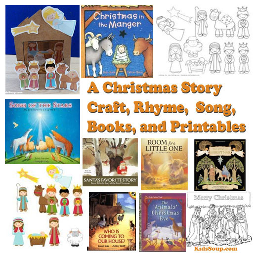 Preschool Christmas Story books, rhymes, craft, song, and nativity scene