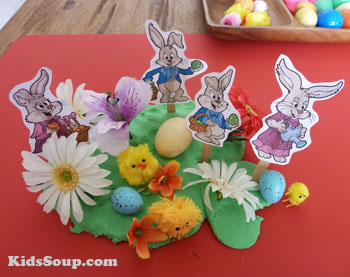 Easter Bunny small world play activity with play dough