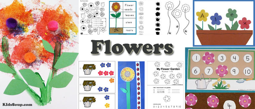 preschool and kindergarten flowers activities, crafts, and games
