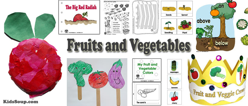 Preschool and kindergarten fruits and vegetables activities and crafts