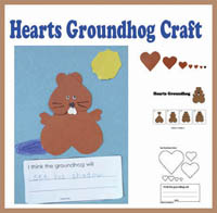 Groundhog heart shapes craft and activity