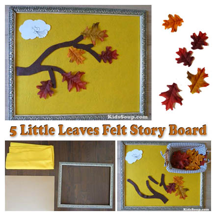 Five Little Leaves felt story rhyme and activity with printables for preschool
