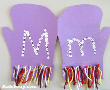 M for Mitten crafts and activities for preschool and kindergarten