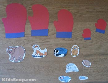 Preschool mittens and animals size sequencing activity