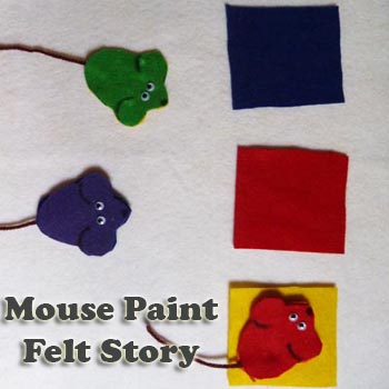 Mouse Paint felt story activity and printables for preschool and kindergarten