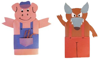 The Three Little Pigs Puppets and Craft with Patterns