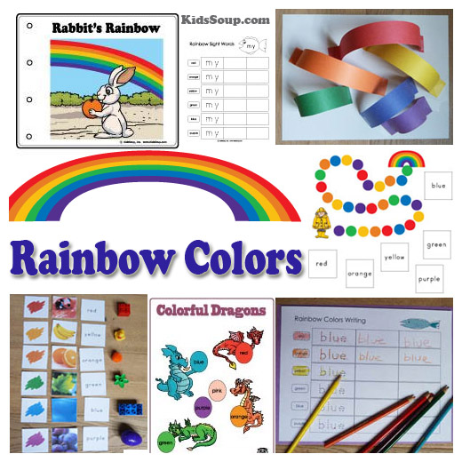 Rainbow colors activities, games, printables, and crafts for preschool