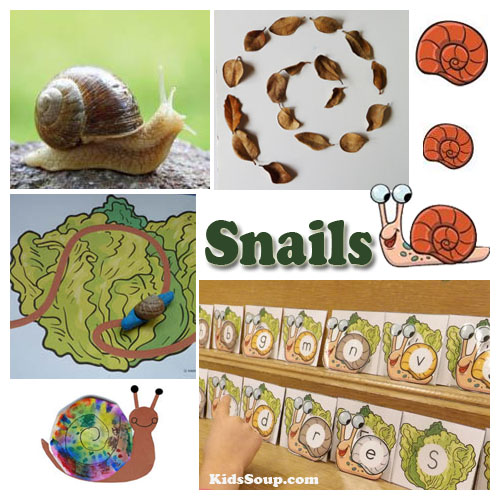 preschool snails activities, crafts, games and science lesson plan