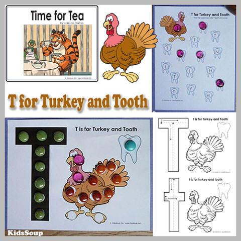 Letter T for Turkey activities, craft,  and games for preschool