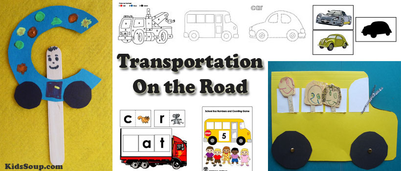 Transportation, Cars, Bus, Trucks Activities for preschool kindergarten