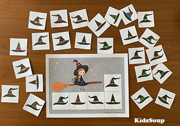 Witch Hats Matching - Visual Discrimination Skills Activity and Game