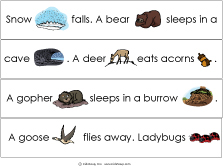 Animals in winter reading activities for preschool and kindergarten