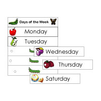 Caterpillar days of the week activity and game for kindergarten