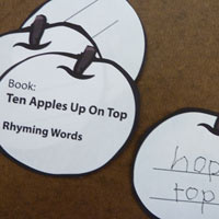 10 Apples Up On Top preschool kindergarten rhyming activity