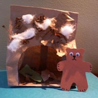 Bear cave craft and game for preschool and kindergarten