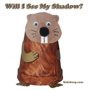 Preschool Kindergarten Groundhog craft and shadow activity