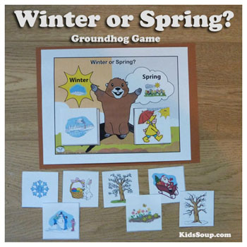 Preschool Kindergarten Groundhog Day Winter or Spring folder game