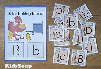 Little Red Hen letter B folder game preschool and kindergarten