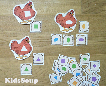 Little Red Hen Shapes Sorting Game preschool