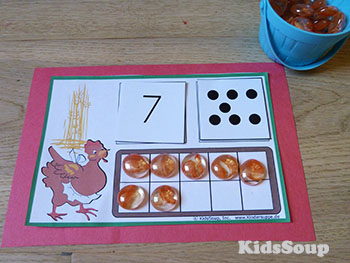 Little Red Hen number sense activity for preschool and kindergarten