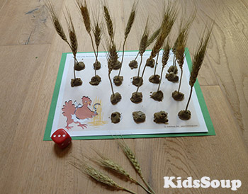Little Red Hen counting and fine motor skill activity preschool