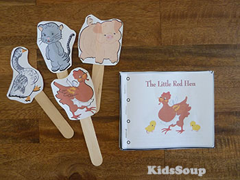 The Little Red Hen story book and story puppets printables and activities