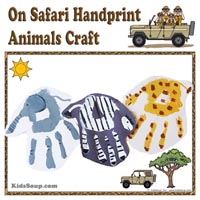 Preschool Kindergarten Zoo Animals Handprint Art and Craft