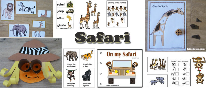 Safari animals preschool and kindergarten activities and crafts