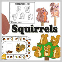 Preschool Kindergarten squirrels activities and crafts