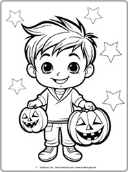 Halloween coloring page boy for preschool and kindergarten