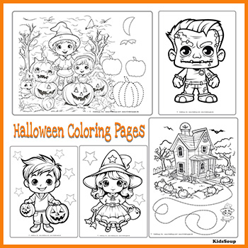 Free Halloween Coloring Pages and Tracing sheets for Kids Preschool and Kindergarten