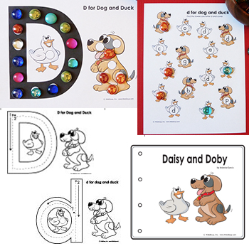 Letter D for dog and duck exploration activities