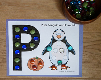 P for Penguin Letter Exploration Mat preschool and kindergarten