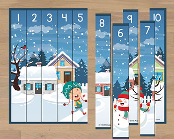 Winter Puzzle 1-10 preschool activity and printables