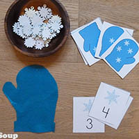 Snowflake Mittens Number Sense Preschool counting activity