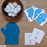 Snowflake Mittens Number Sense preschool activity