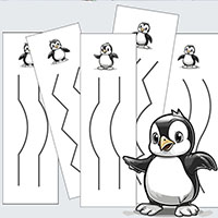 Penguin Scissors Skills Cards Practice Preschool and Kindergarten