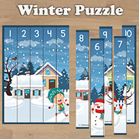 Winter Puzzle 1-10 Preschool activity and printable