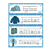 Winter Words Writing Practice Preschool Kindergarten
