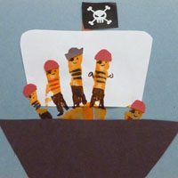 Handprint Pirates with Ship preschool craft