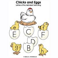 Letters of the Alphabet Eggs and Chicks Matching