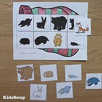Animals in the Mitten Shadow Game preschool activities