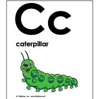 C is for Caterpillar Poster and Coloring Page for Preschool
