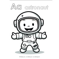 A is for Astronaut Space Coloring Page Preschool and Kindergarten