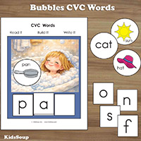 Bubble CVC words preschool activity