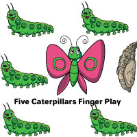 Five Caterpillars Story and Fingerplay for preschool and kindergarten