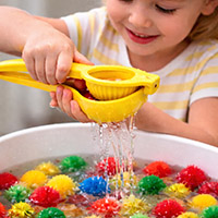 Wet Pompom Squeeze Fine Motor Skills preschool activity